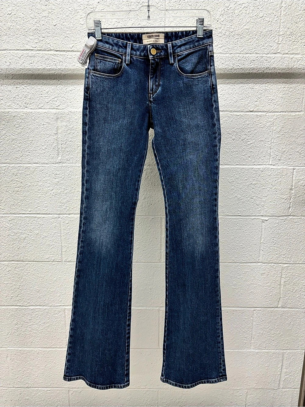 Roberto Cavalli Low Rise Flare Jeans in Dark Wash
